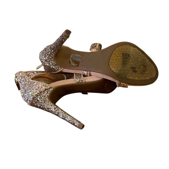 Jessica Simpson Size 7 Designer Stiletto High Heel Sandal Champagne Women - Picture 10 of 15